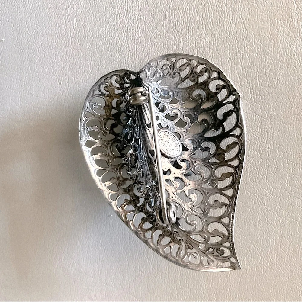 JewelArt Sterling Silver Metal Filigree Brooch